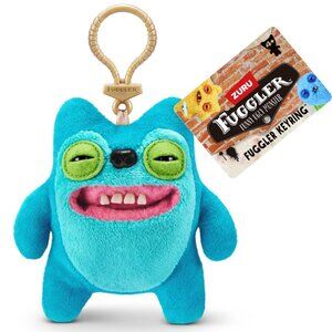 ZURU FUGGLER BRAND NEW TEAL 5" GREEDY GRINNER STUFFED ANIMAL KEY RING